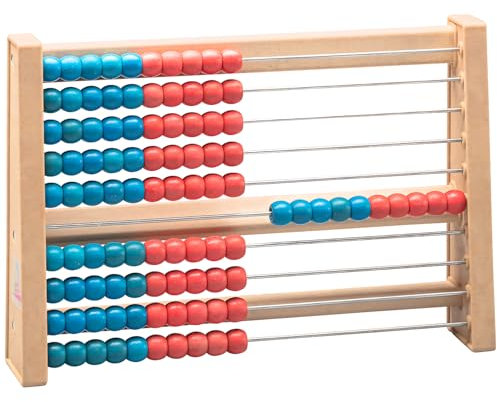 WISSNER® aktiv lernen - 100 er Rechenrahmen, ab 3 bis 99 Jahre, rot/blau - RE-Wood®