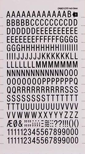 Apli - Buchstaben und Zahlen übertragbar, schwarz. 8 mm, 9 Stück