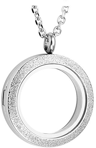 JOVIVI 25mm Living Floating Charm Memory Locket Necklace - 316 Surgical Stainless Steel Round Pendant, Secure Magnetic Closure