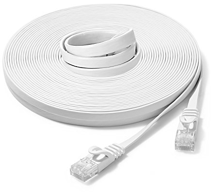 JBSTK LAN Kabel 30m CAT6 Flach Ethernet-Kabel Weiss Netzwerkkabel Internetkabel Patchkabel mit rj45 Stecker für Router, Switch, Modem, Laptop, PS5, PS4, Smart TV, Xbox One,Switch