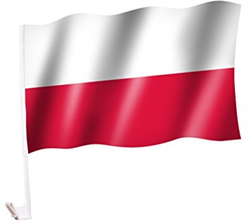 sportfanshop24 2 Stück/1 Paar Autoflagge/Autofahne Polen/Polska/Poland - Fahne/Flagge für Auto 2X - car Flag