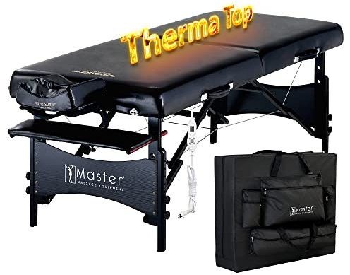 Master Massage 71cm Unbelievable Patent Heating Top Function Galaxy Lx TT Warm Massage Table Massage Couch Beauty Bed, Sleek Black, Oil Proof PU, UK Plug