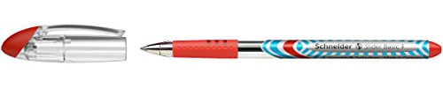 Schneider 151002 Schreibgeräte Kugelschreiber Slider Basic, Kappenmodell, F, rot, Schaftfarbe: transparent