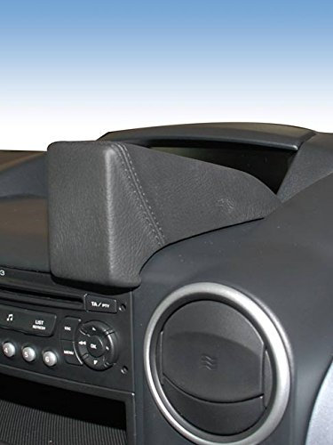 KUDA Handyhalterung passend für Navi Citroen Berlingo II/Peugeot Partner II ab 03/2008 - Telefonkonsole für Smartphones, Handys, Navi und mehr – Echtleder, schwarz, 287240