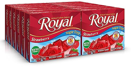 Royal Gelatin, Sugar Free, Strawberry, 0.32-Ounce (Pack of 12)