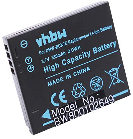 vhbw batteria compatibile con Panasonic Lumix DMC-S1S, DMC-S2, DMC-S1PA, DMC-S2P, DMC-S2K, DMC-S3, DMC-S2V fotocamera (550mAh, 3,7V, Li-Ion)