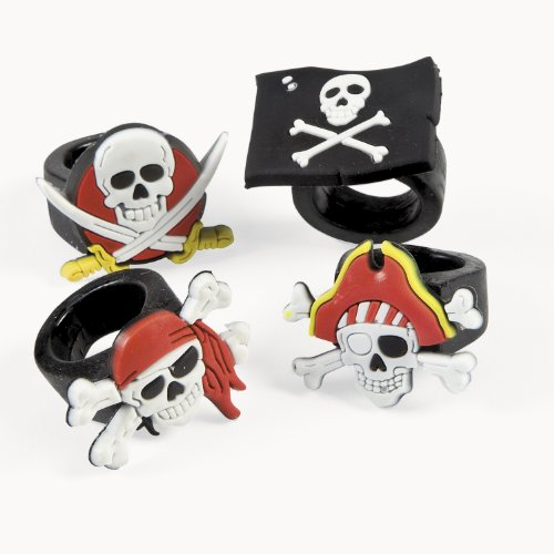 cama24com Piraten-Party Totenkopf-Ringe 12 Stück in 4 Motiven Mitgebsel Gastgeschenke Partytüten Palandi®