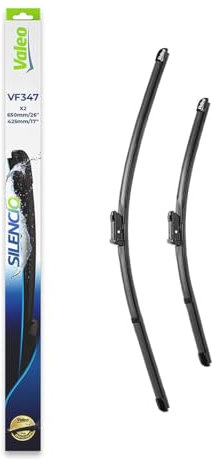 VALEO Silencio Wischer - VF347 - Leistungsstarke, hervorragende Sicht auf der Straße, einfache Montage - originale Flachblätter 650mm/400mm - Vorne - Set mit 2 Wischerblättern - 574747
