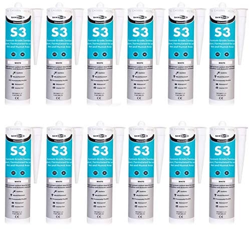 12x S3 Clear Sanitary Silicone Sealant Bath Sink Shower Anti Mould Fungal