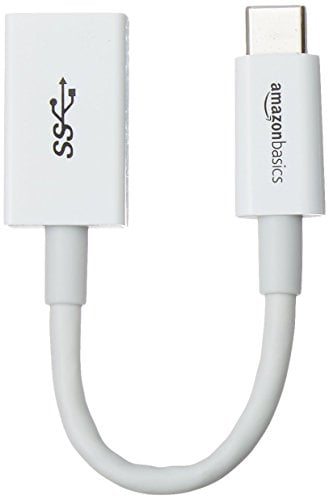 Amazon Basics Câble Adaptateur Femelle USB 3.1 Gen 1 USB-C vers USB-A, Haut débit 5 Gbit/s, certifié USB-If, pour Ordinateurs Portables, tablettes, téléphones (iPhone 16/15), Blanc