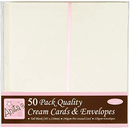 Anita's Tall Card and Envelope, Pack of 50, Cream