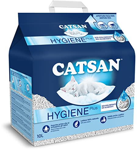 Catsan Hygiene Katzenstreu, 10 l, 4 Stück, Nicht klumpend