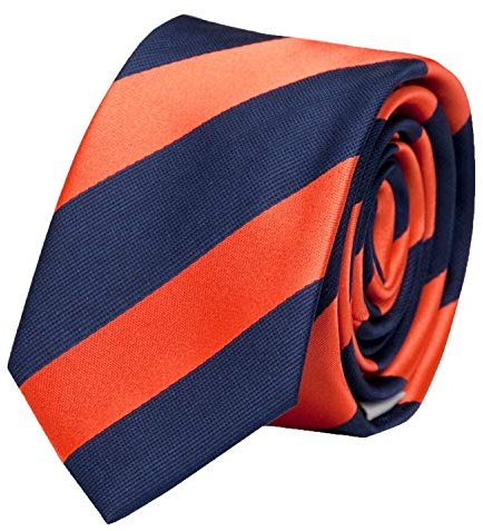 Fabio Farini - Elegante Herren Krawatten gestreift - 6cm/8cm Breite - Männer Schlips als Geschenk oder Anlässe dunkelblau orange 6cm