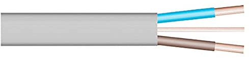Merriway BH01482 Twin and Earth Flat Cable, 6242Y 10.0mm Grey, 1 Metre (39 inch)