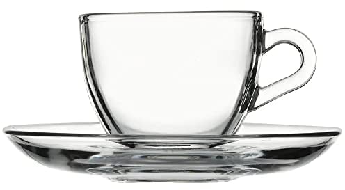 Pasabahce 12tlg. Set 6 Espressotassen mit 6 Unterteller Basic