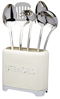 KitchenCraft Lovello Utensil Holder, 20 x 10 x 16 cm - Vanilla Cream