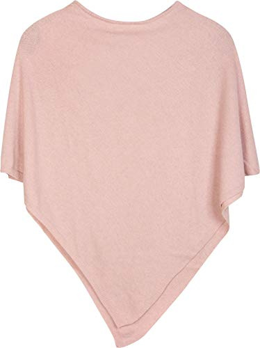 styleBREAKER Asymmetrisk finstickad poncho för dam med rund hals,Rosa