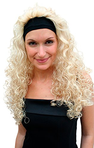 WIG ME UP - PW0102-KB88 Perücke & Stirnband BLOND lang Locken Vamp 80er