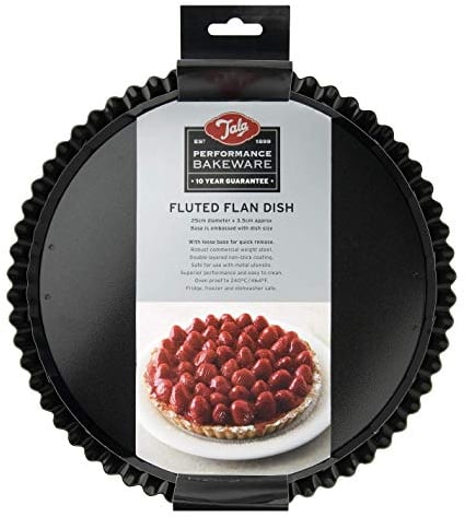 Tala Performance Cannele Tarteform, 25 cm Durchmesser, Hochwertiger Karbonstahl mit Eclipse Antihaftbeschichtung, Ideal für Tartes, Flans, Quiches oder Desserts, Schwarz