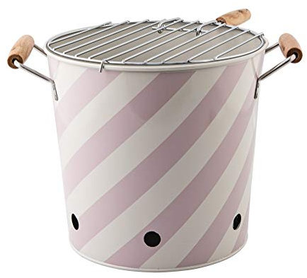 Bloomingville - Grill, Grilleimer - Stahl, Zink, Holz - rosa -D22,5xH25 cm