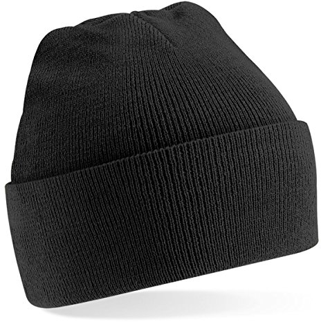 Beechfield, Acryl-Strickmütze für Erwachsene, zum Aufschlagen, Unisex Gr. Einheitsgröße, schwarz