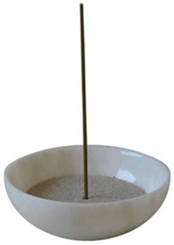 Anvenor Marmorschale für Räucherstäbchen und Räucherkegel 10,2cm inkl. 1 x 400g Meeressand