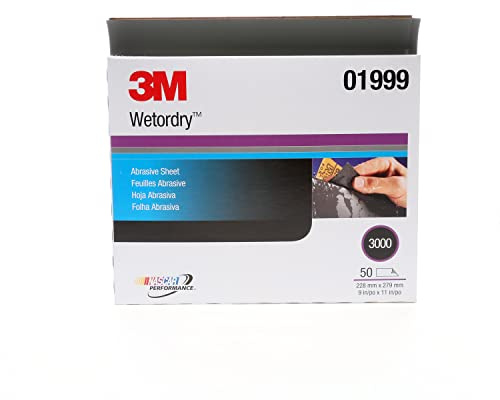 3M Wetordry Abrasive Sheet, 01999, 3000+ Grade, 9 in x 11 in