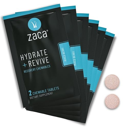 Zaca Recovery Chewable Supplement | Hydrate + Revive | 6 Packs = 12 Tablets