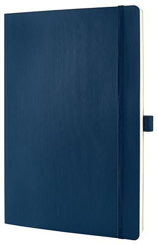 Sigel CO317 Notizbuch A4 liniert blau, Softcover, 194 nummerierte Seiten, nachhaltiges Papier, mit Inhaltsverzeichnis, Stiftschlaufe, Falttasche, Gummibandverschluss, Conceptum