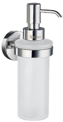 Smedbo HK369 Home Halter mit Seifenspender aus Glas, poliertes Chrom, 6,2 x 9,5 x 23,5 cm, Silber