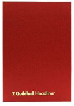 Exacompta - Ref 38/12Z - Guildhall - Headliner Case bound Hardback Account Book, 298 x 203mm, 12 Cash Column, 80 Pages, Tamper-Proof, Precision Ruled 95gsm Ledger Paper - Burgundy