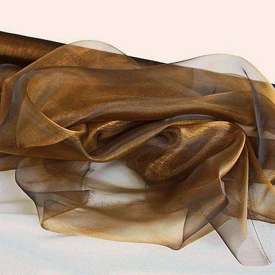 TOLKO 1m Organza Stoff Meterware | leichter Glanz Stoff für Gardine Vorhänge Tischdecken Deko Schals | Hauch Zart Fein Durchsichtig | zum Dekorieren Basteln | Stoffe zum Nähen Meterware (Antik Gold)