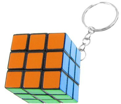 Children Multi Colors 3 x 3 x 3 Plastic Magic Cube Puzzle Toy w Keyring