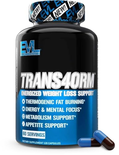 EVL Thermogenic Fat Burner Support - Fast Acting Weight Loss Energy and Appetite Support - Trans4orm Green Tea Supplement for Men and Women - 60 Servings