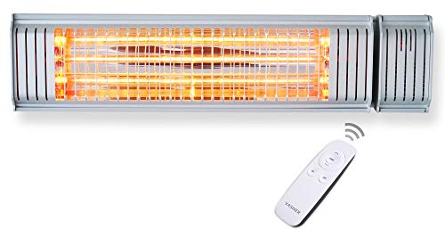 VASNER Appino 20 – Elektrischer Infrarot Heizstrahler mit Bluetooth 2000 Watt Fernbedienung & App Steuerung Infrarotstrahler für den Außenbereich (Silber)