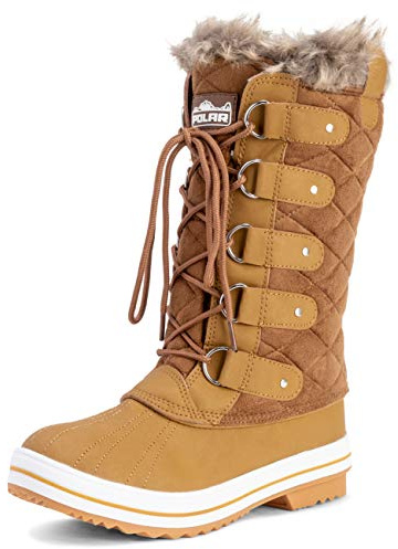 Femmes Matelassé Pluie Lacer Fourrure Chaleureux Chaussures Neige Botte - TAS38 - AYC0006 - Tan Suède - 38 EU