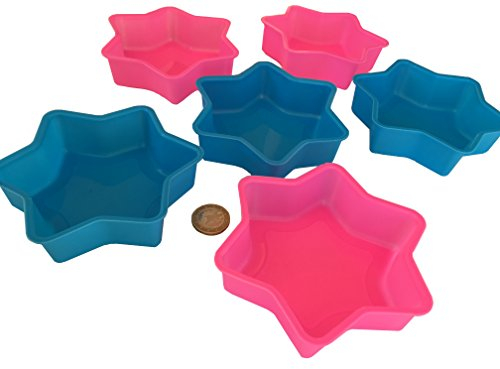 ROYAL HOUSEWARE 6 Sterne Formen Silikonform Backform Kuchenformen Törtchen Cupcake Muffin Cupcake Kuchen Backen Sternchen Weihnachten Weihnachtsstern Formen