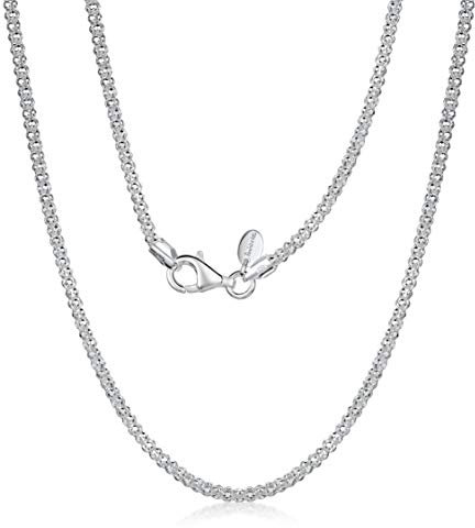 Amberta 925 Sterlingsilber Halskette - Popcorn-Kette - 2.5 mm Breite - Verschiedene Längen: 40 45 50 55 60 cm (60cm)
