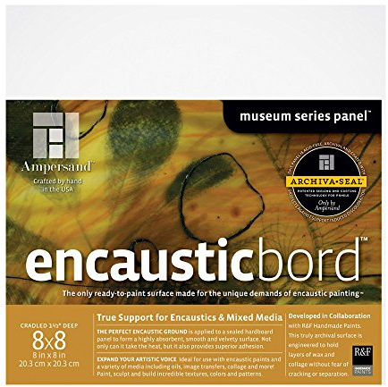 Ampersand Art Supply Wood Painting Panel: Museum Series Encausticbord, 1.5 Inch Cradle, 8x8