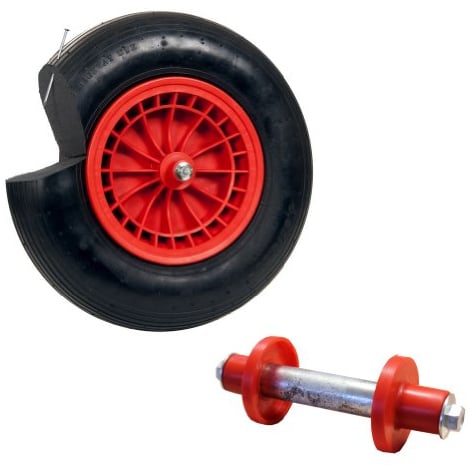 pro-bau-tec PU Ersatzrad schlauchlos pannenfrei für Schubkarre mit Montagematerial, rot, 10124