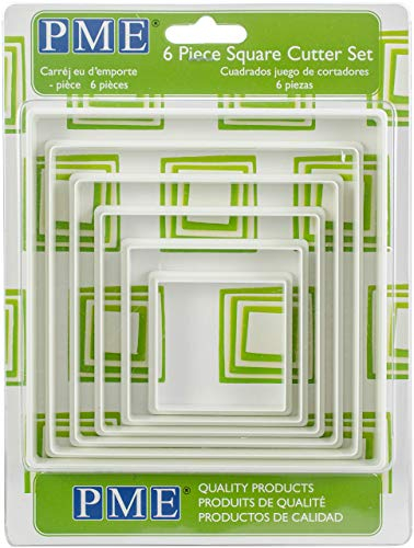 PME PNS4 Lot de 6 Emporte Pièces Carrés, Plastique, Blanc, 12.6 x 1 x 12.6 cm PNS4