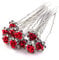 5starwarehouse® 10x Bridal Wedding Prom Silver Crystal Diamante Rose Flower Hair Pins Clips Grips (Red)