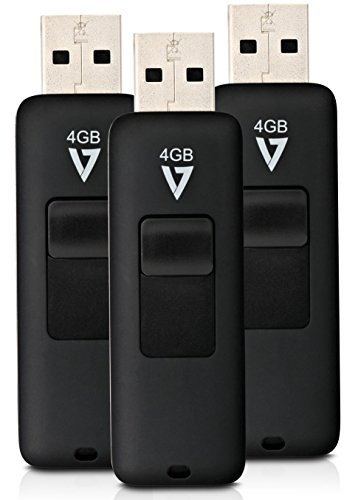 V7 VF24GAR-3PK-3E Slider USB 2.0 Flash Drive 4 GB black (3 Pack)