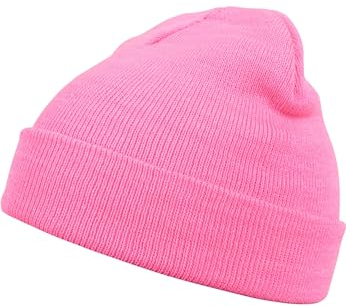MSTRDS Herren Basic Beanie Flap StrickMütze, Rosa (neonpink 3105), Einheitsgröße EU