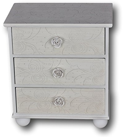 elbmöbel Kommode klein Holz Rose antik weiß Schmuckkommode Landhaus Cottage Schubladen