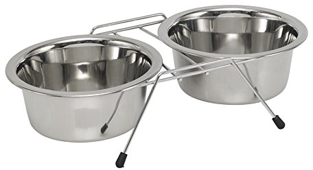 Nobby INOX Double Diner Mangeoire avec Pied pour Chien 13 cm 0,35 L