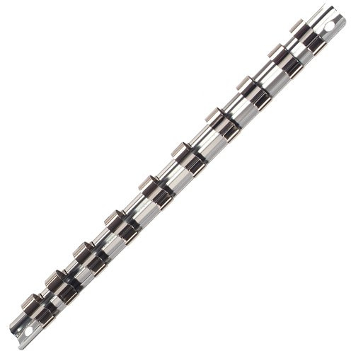 Alkan 3/8 Nusshalter 240 mm Aufsteckschiene 10 Clips | Aufsteckschiene/Klemmleiste mit 10 verschiebbaren Clips für 3/8 Vierkant-Nüsse, Ordnung für Stecknüsse