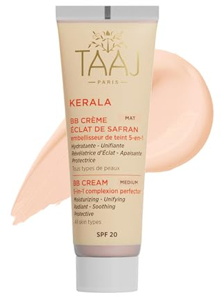 TAAJ | BB Cream Matte Saffron Radiance SPF 20 - KERALA | Moisturises, evens out and brightens the complexion | Soothing | Counteracts unevenness for flawless skin | Vegan | 50ml