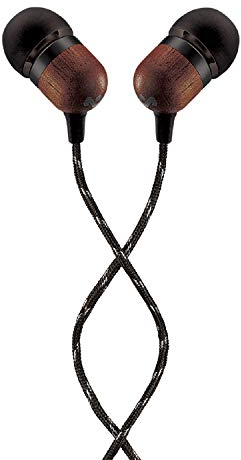 House of Marley Kopfhörer mit Kabel 'Smile Jamaica'- In-Ear Kopfhörer mit Mikrofon, 1-Knopf Steuerung & Geräuschisolierung, inkl. 2 Gel-Aufsätzen und verwicklungsfreies Kabel (Signatur Black/Schwarz)