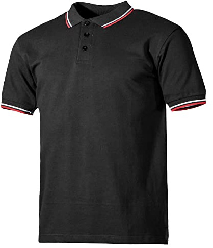 Pro Company Men's Polo Shirt with Red and White Stripes Black Size M